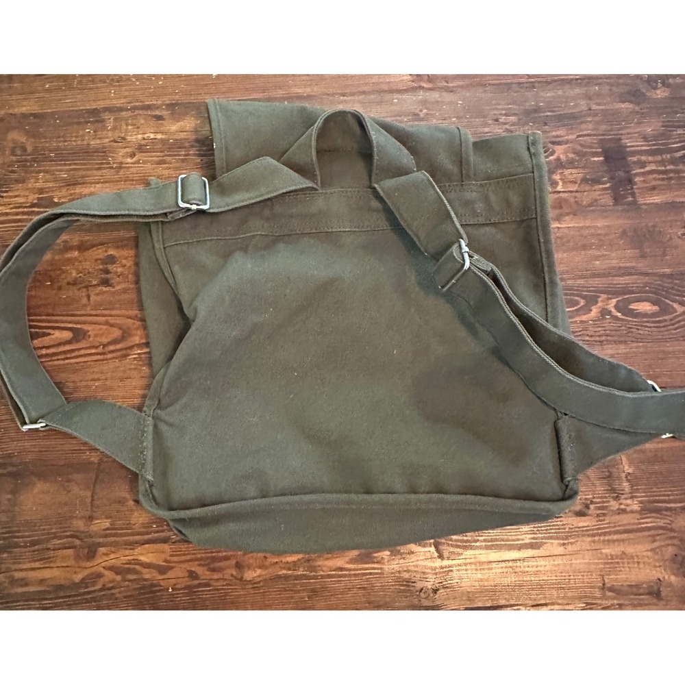 BAGGU Drawstring 100%‎ Recycled Cotton Green Canvas Backpack Hike School Travel - Picture 4 of 9